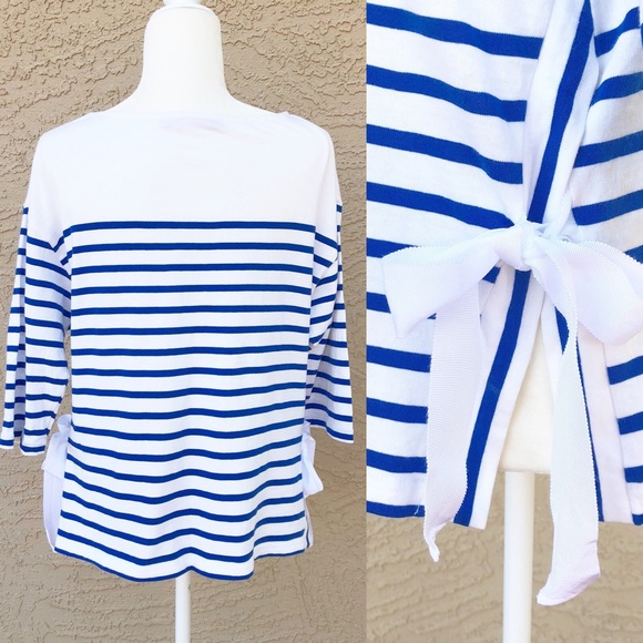 Net-A-Porter Tops - NET-A-PORTER Yoox 8” Nautical Striped Tie Side Top